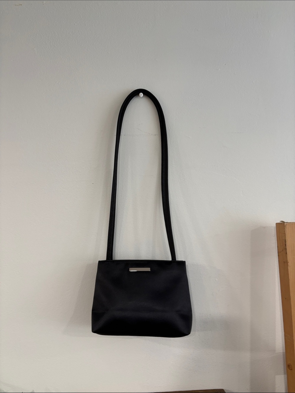 Vintage Black Women’s Shoulder Bag - Minimal Satin Handbag